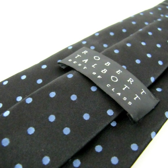 ROBERT TALBOTT Tie Dark Midnight Blue Polka Dot - Picture 6 of 8
